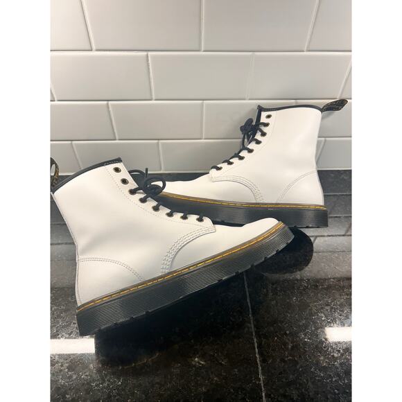 Dr. Martens Zavala Women's Leather Ankle Platform Combat‎ Boots White Size 8M - Picture 7 of 9